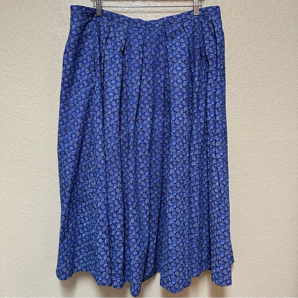 eShakti Cotton Midi A Line Skirt Size 1X 18W Subtle Paisley Blue Boho Sustainabl - Picture 3 of 6